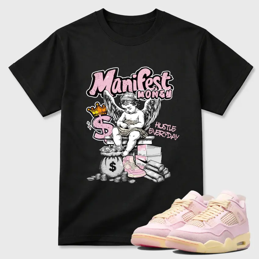 Manifest Shirt To Match 4 Pearl Pink and Iced Carmine, 4 Pearl Pink and Iced Carmine Sneaker Matching Shirt, Jordan Match Tee, Cotton Unisex Graphic T-Shirt Menswear Top