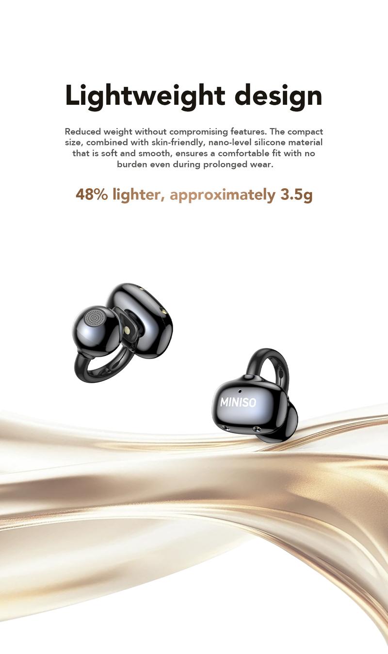 MINISO MS503 Heart Rate Monitoring Earbuds, Support Heart Rate and Blood Oxygen Detection,Clip On Wireless Headphones, Bluetooth 6.0 Earphones,  IPX5 Waterproof Audio Earbuds for Music & Calls, Comfortable for Sports
