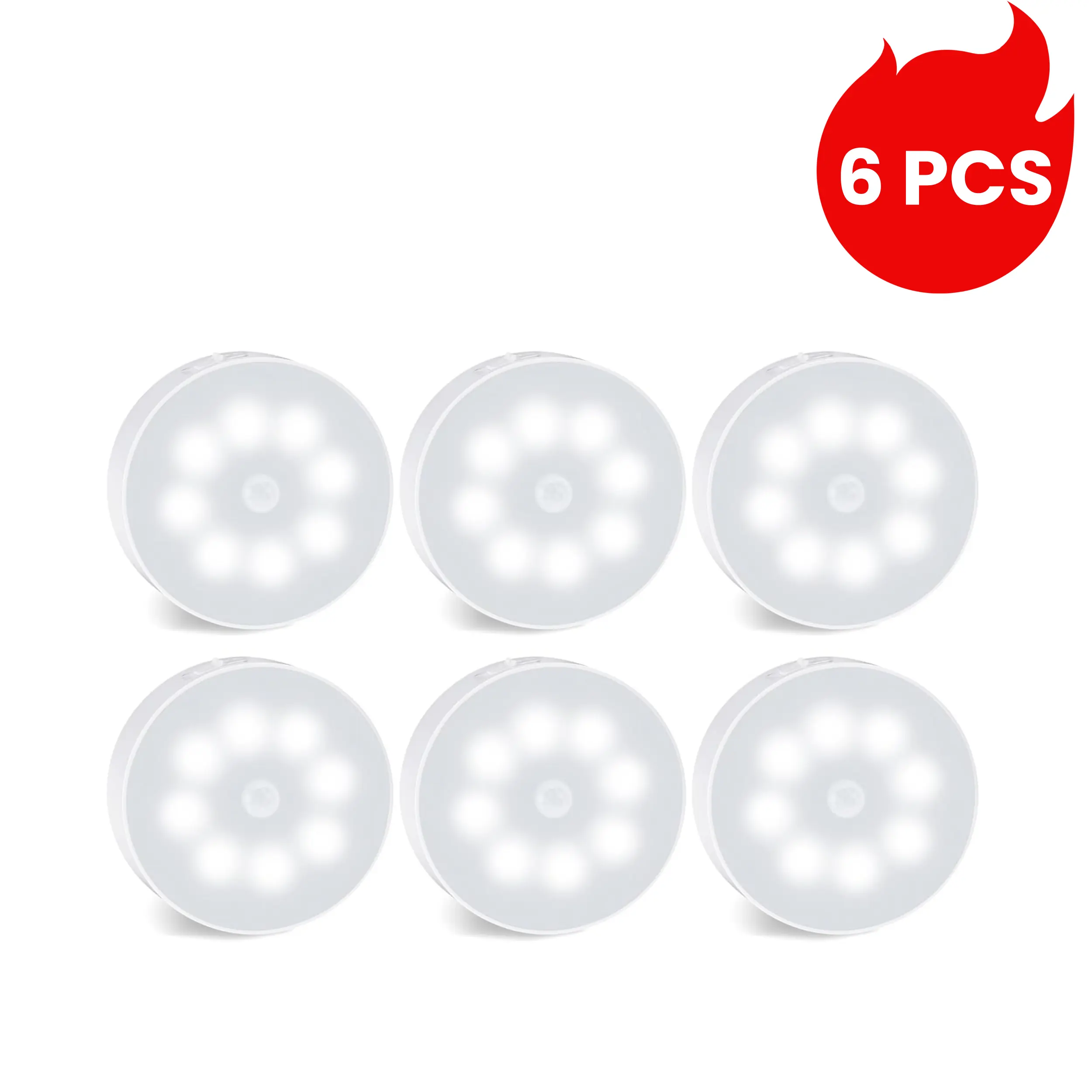 6/12PCS Wireless Motion-Sensing Lights – Rechargeable Wall/Cabinet Lights with Adjustable Brightness & Timer, Magnetic Easy Install, Perfect for Closets, Drawers & Stairs, Energy-Saving Auto On/Off, Bright Illumination, Essential Home Lighting