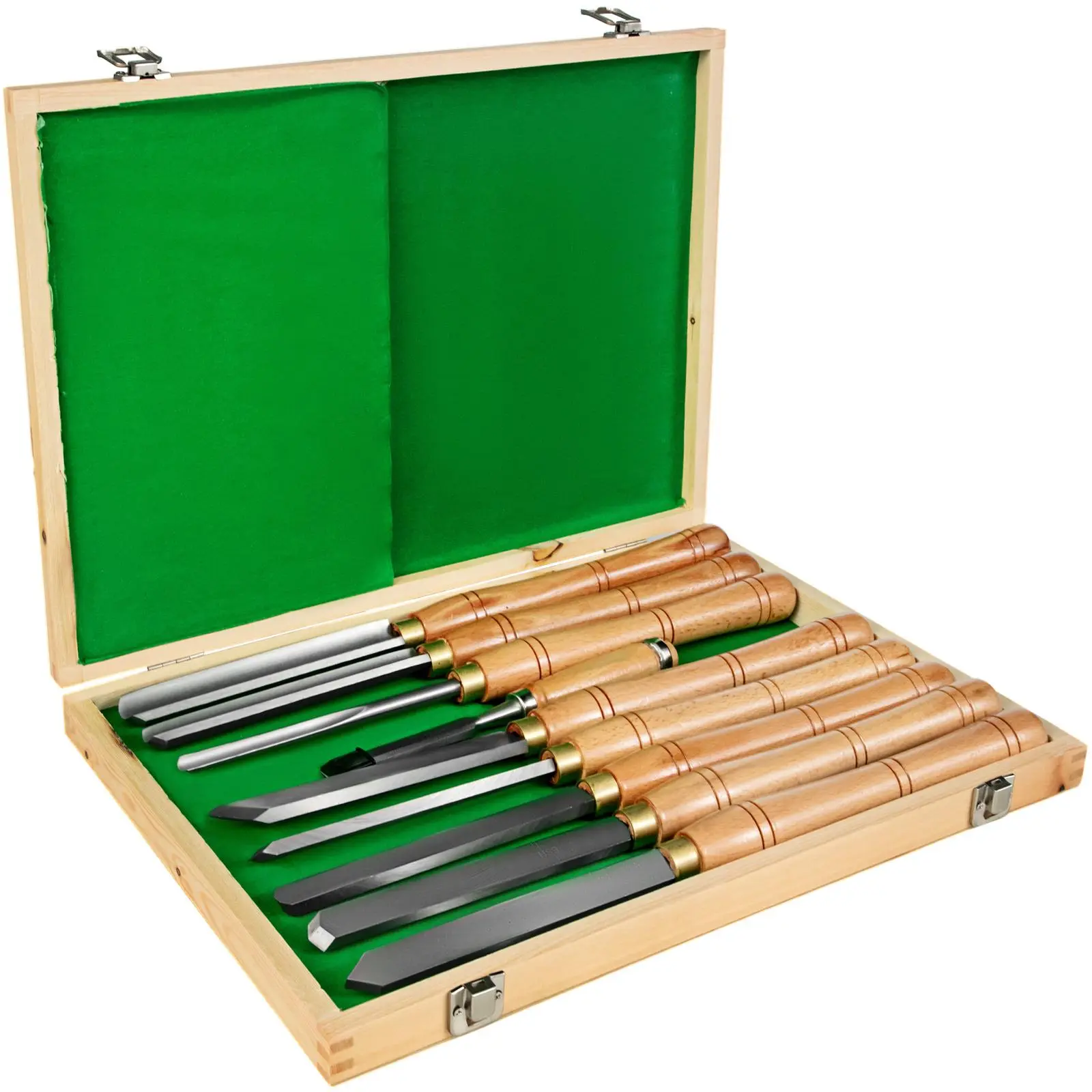 【summerfinds】VEVOR 8-Piece HSS Steel Wood Lathe Chisel Kit, Woodworking Hand Tools for Hardwood, Includes Bonus Chisel & Wooden Tool Box Storage Case (Father's Day Gift Option), Woodworking Tools