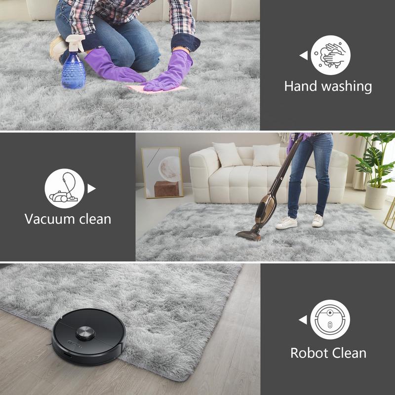 XEXSIN Soft Fluffy Large Modern Area Rugs for Living Room Bedroom Grey Tie-dye Ultra Soft Thickened Memory Foam Indoor Rug Comfy Aesthetic Solid Minimalist Carpets for Girls Boys Nursery Dorm Home Decor