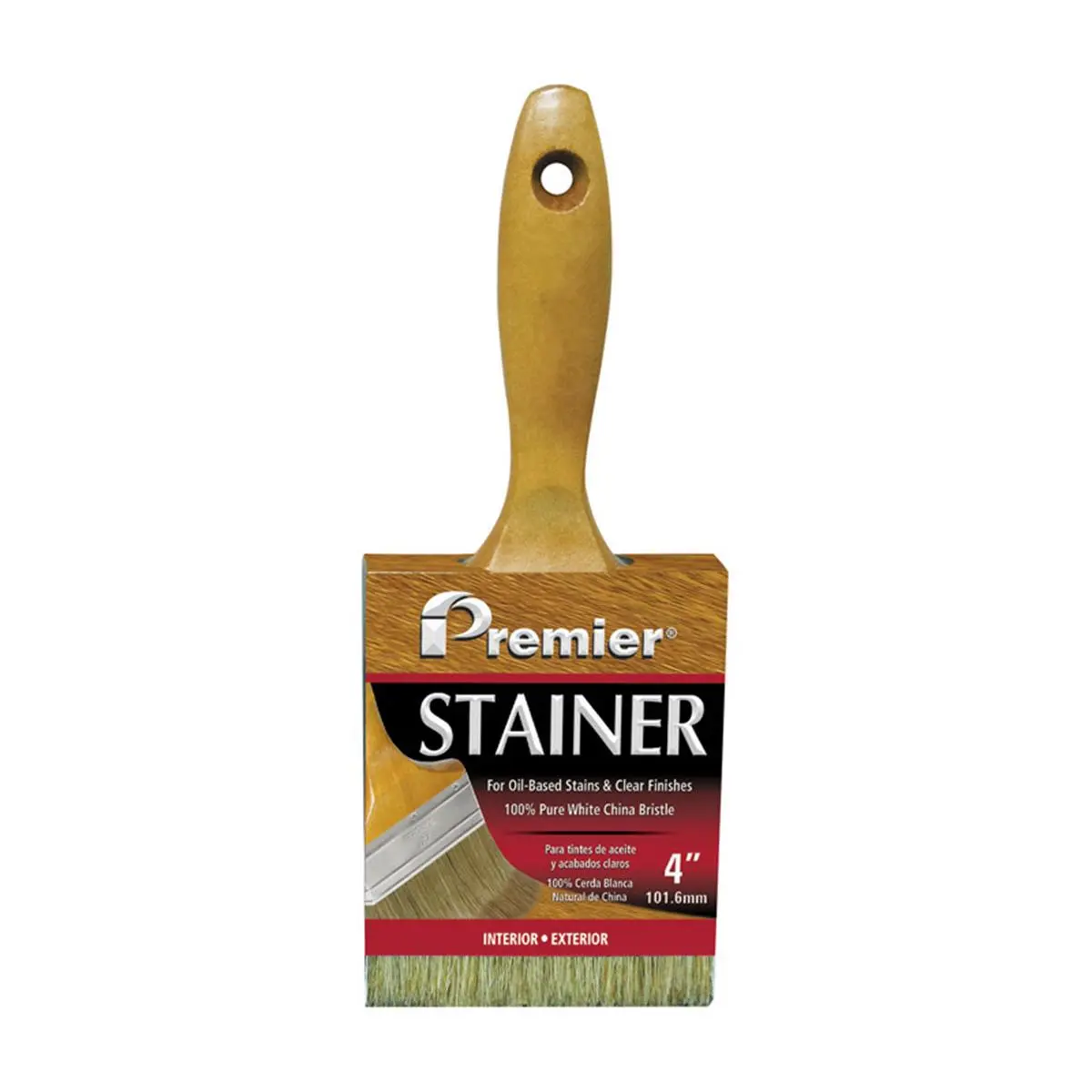 212 MAIN Premier 4 in. Flat Edge White China Bristle Stain Brush, High Quality Standard Paint Tool, 0.39 lbs, Durable & Reliable for Home Improvement Building Supplies, Durability, Reliability