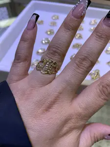 14k gold “n” cursive initial ring