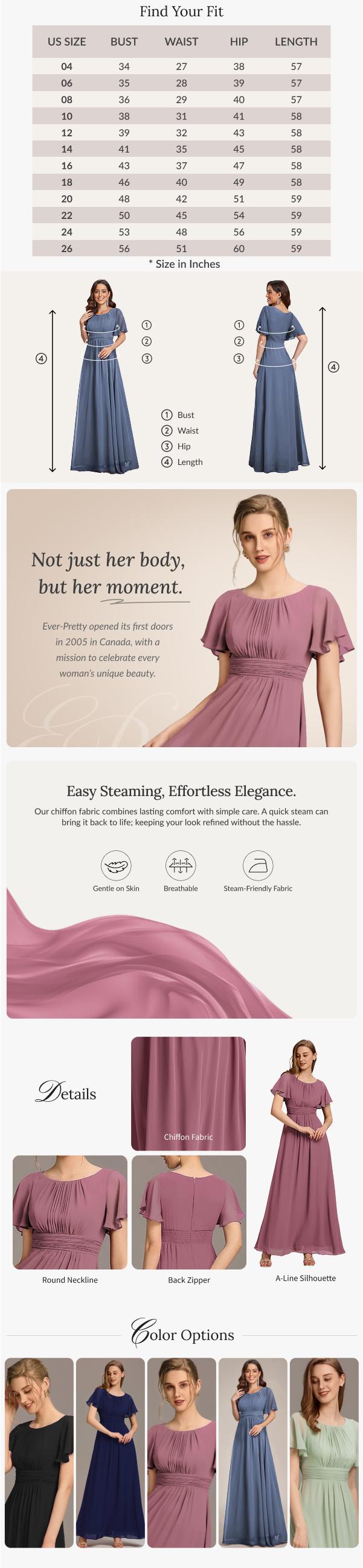 Ever-Pretty Elegant Formal Dress,Flutter Sleeve, Ruched Bodice &,Maxi Length ,Flowy Skirt Dress 1840 Ever-Pretty Elegant Formal Dress,Flutter Sleeve, Ruched Bodice &,Maxi Length ,Flowy Skirt Dress 1840