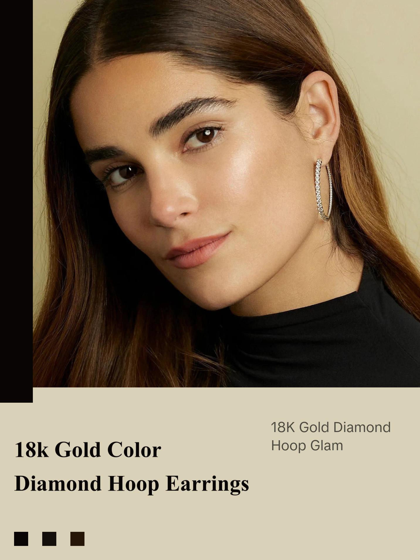18K Gold Diamond Hoop Earrings