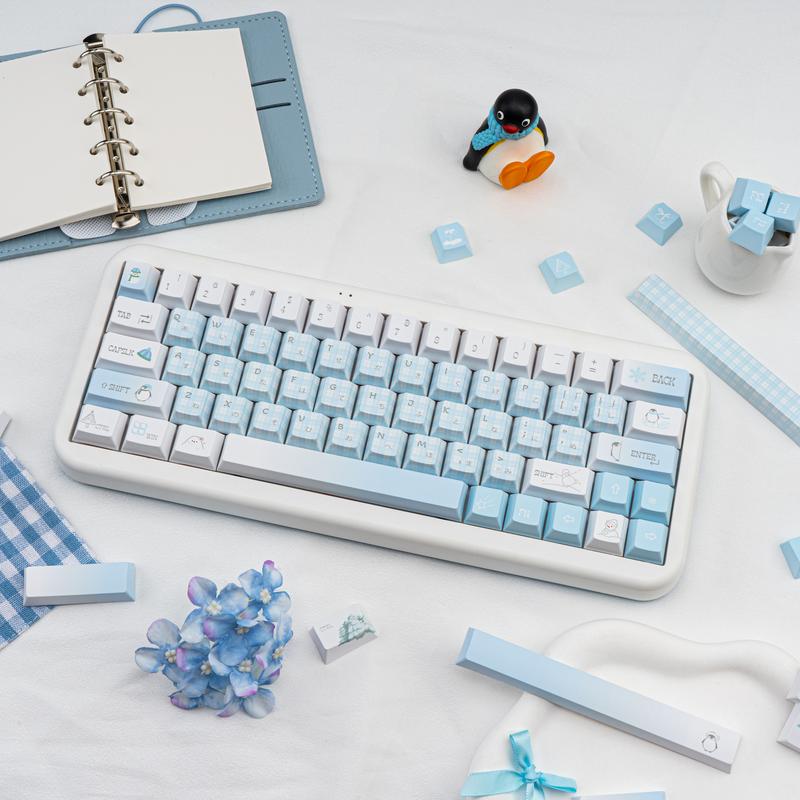 Ergonomic keycaps COOMICKEY Creamy Keycaps Set 145 Keys PBT Dye Sublimation Snowman Shape Blue Custom Keycap for 61/64/87/104/108 Cherry MX Switches ISO ANSI Layout Mechanical & Gaming Keyboard