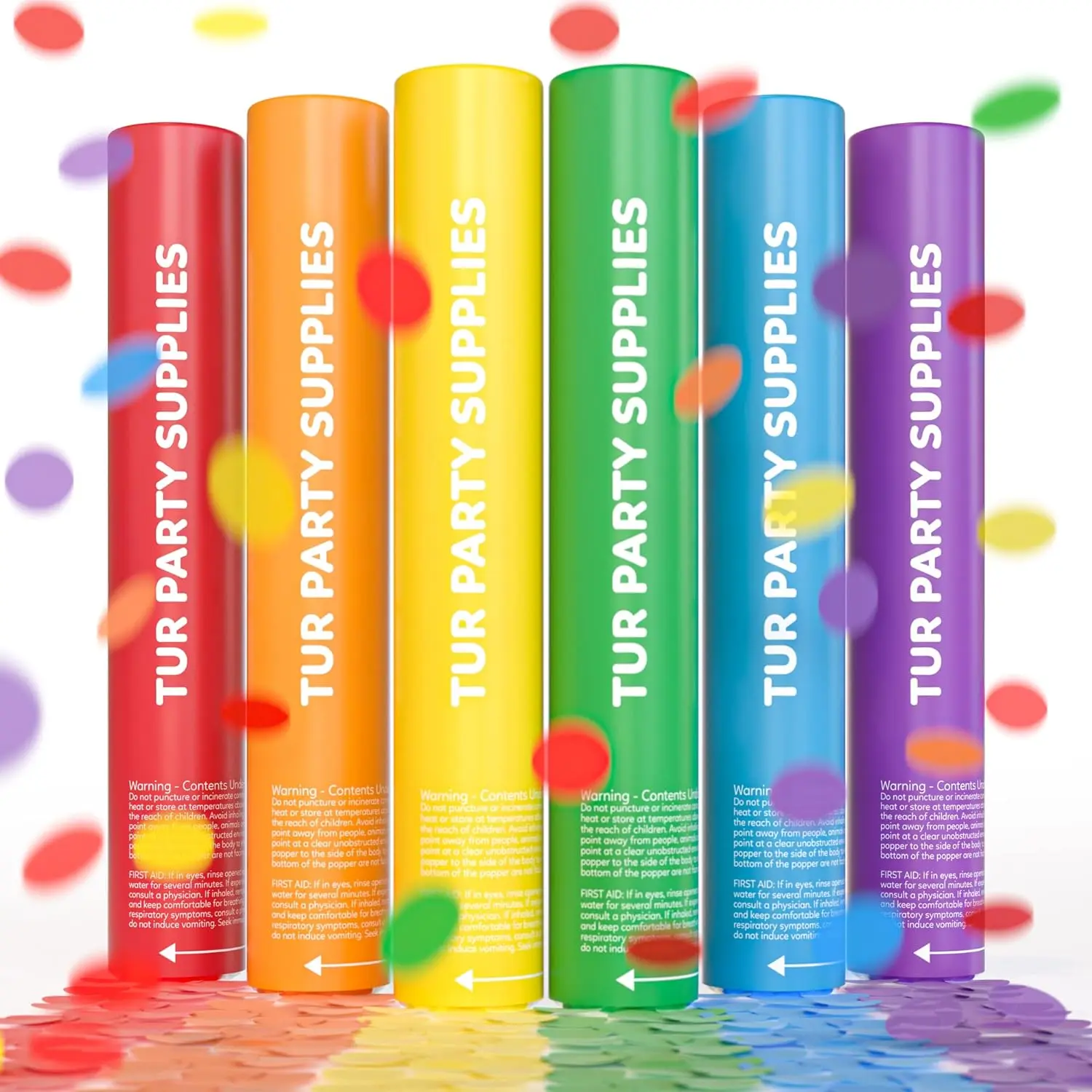 Biodegradable Confetti Cannon – Single-Color Confetti Poppers, 8 Colors, Launches 25 ft | Parties & Photoshoots