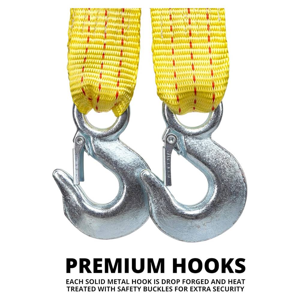 Tow Strap with Hooks 13.12 Foot/4 m, 11,000 lbs Capacity Tow Rope - Heavy Duty Emergency Towing Straps for Vehicles, Cars, Trucks, ATV, for Roadside Recovery, not for Off-Road Recovery