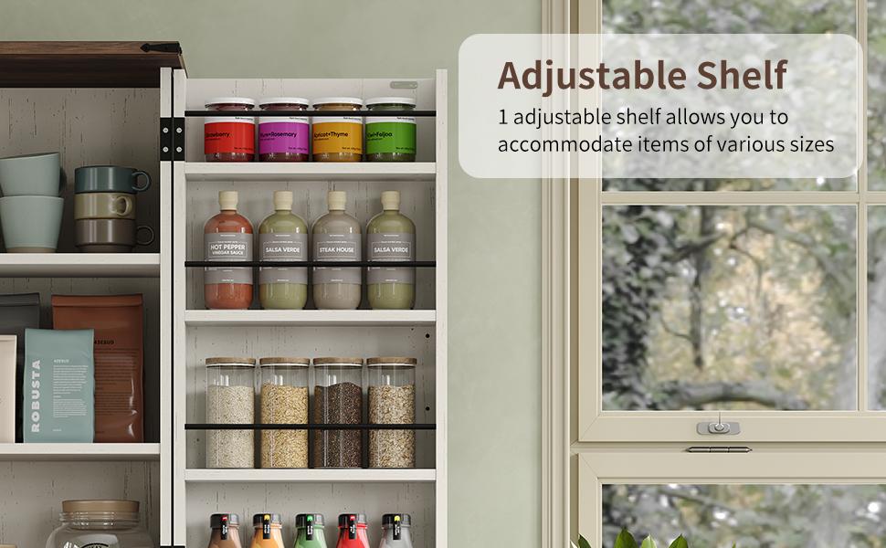 FUSOU 72'' Kitchen Storage Pantry Cabinet, Tall Storage Cabinet with 8 Door Shelves, 2 Cabinets and 1 Drawer, Freestanding Cupboard for Kitchen, Dining Room, Bathroom, Laundry, White