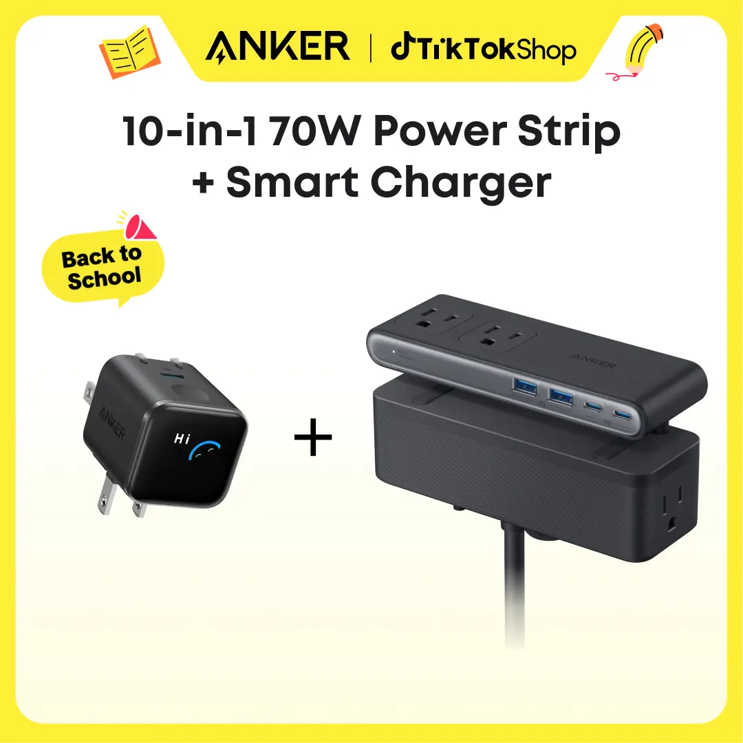 Anker Smart Display Charger, Anker Nano 45W Fast Charging USBC Charger with Smart Recognition, Built-In Care Mode, Compact with 180° Foldable Plug+Anker Nano Power Strip, Desk Clamp with 1500J Surge Protection,5 ft Extension Cord, tiktokshopspr sohochic,,