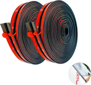 Car Weather Stripping,T-Shape Cuttable Car Windshield Trim Sunroof Seal with Self Adhesive,Waterproof Rubber Edge Trim for Cars Trucks SUVs-Universal for all Models