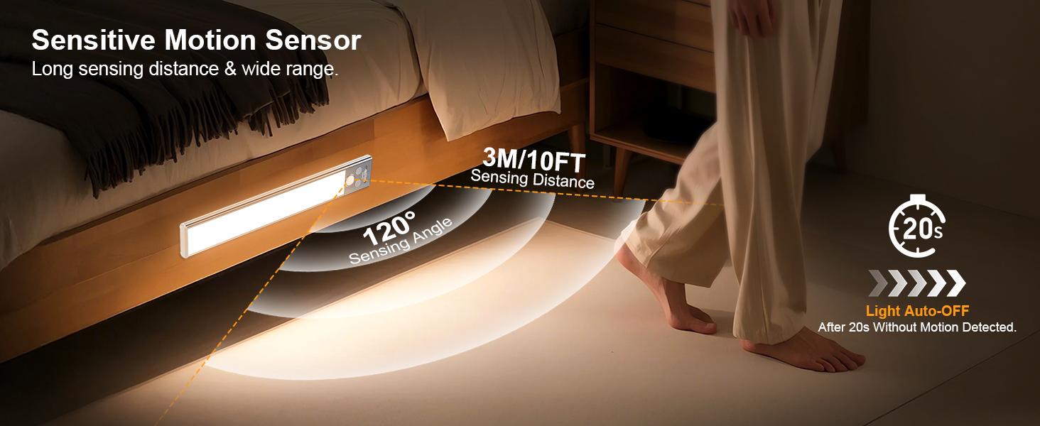 2026 16inch LED Under Cabinet Lights Motion Activated - 1/2/3/4 Pack USB Rechargeable Closet Lights with Dimming & Stick-on Installation, Wireless Indoor Lighting for Kitchen, Bedroom, Stairs, Pantry, Garage Newyear Gift
