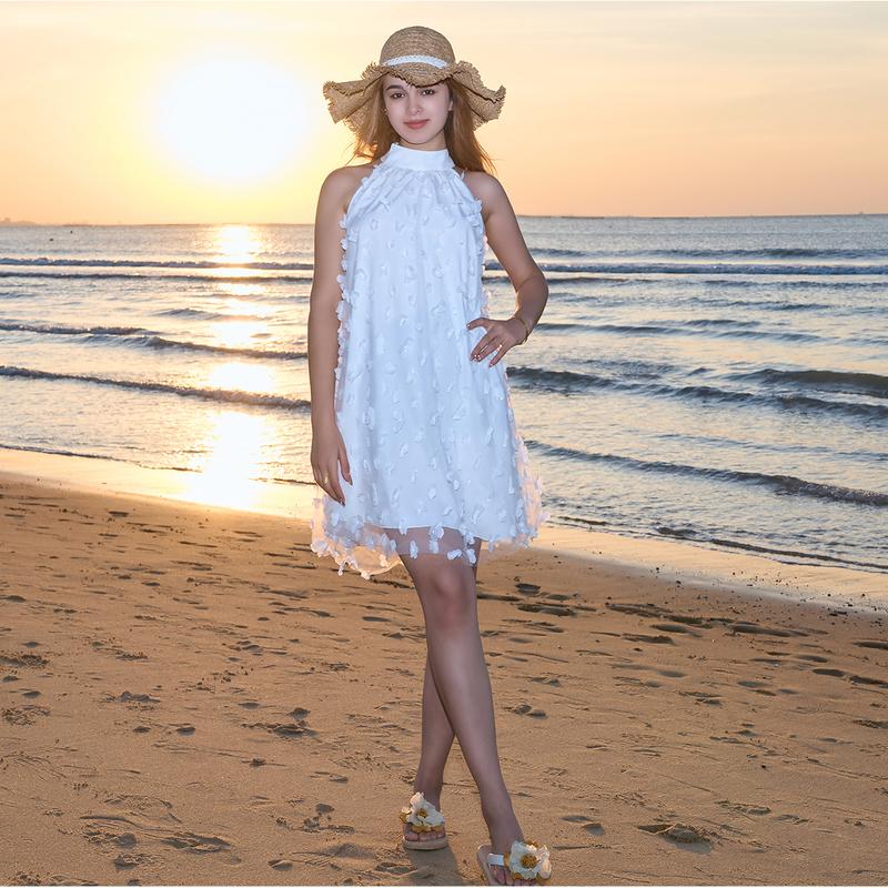 HYZ Women's Summer Wedding Guest Formal Dresses Floral Halter Swing Dress Cute A Line Mini Homecoming Dress HYZ Women's Summer Wedding Guest Formal Dresses Floral Halter Swing Dress Cute A Line Mini Homecoming Dress