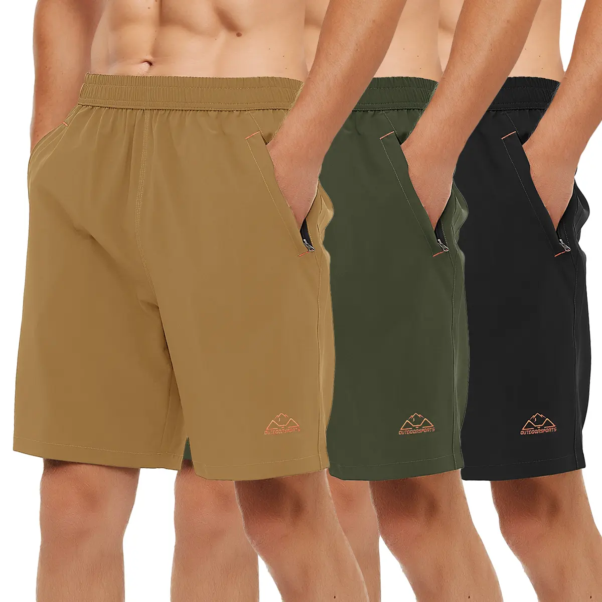 3 PACK YSENTO Men's Quick Dry Hiking Shorts Lightweight Running Gym Outdoor Active Shorts with Zipper Pockets Tropical Tropical Beige Beige Beige