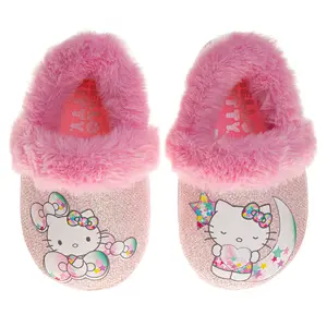 Josmo Sanrio Hello Kitty slippers Girls - Kitty White indoor cute house shoes plush fuzzy shoes Cat slippers (toddler)