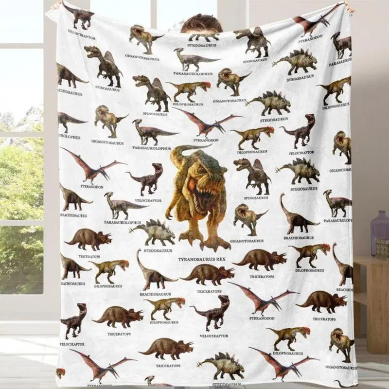 Dinosaur Print Cozy Blanket, 1 Count Soft Comfortable Warm Napping Throw, Sleeping Bedding Supplies for Home Office Travel, Decorative Giftable Blankets
