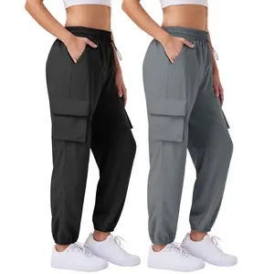 JEKAOYI Women's 2-Piece Set Water Resistant Lightweight Cargo Hiking Joggers with Drawstring Waist & Cargo Pockets for Fitness & Outdoor Activities