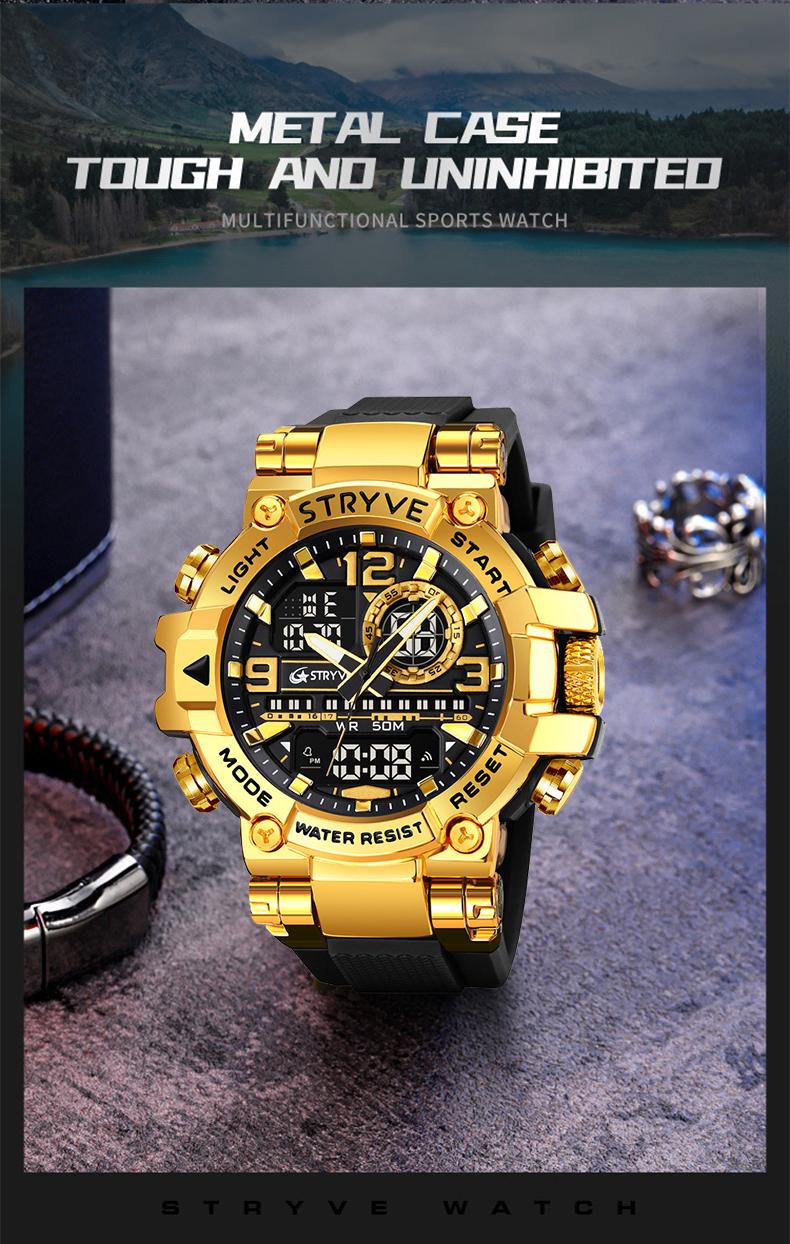 Men's Colorful Punk Style Quartz Watch, Jumpstart sale Multi.Functional Waterproof Dual Display Wristwatch, TrendyFashion Sport Watch, Birthday Gift with Gift Boxfashionable wristwatch multifunctional men