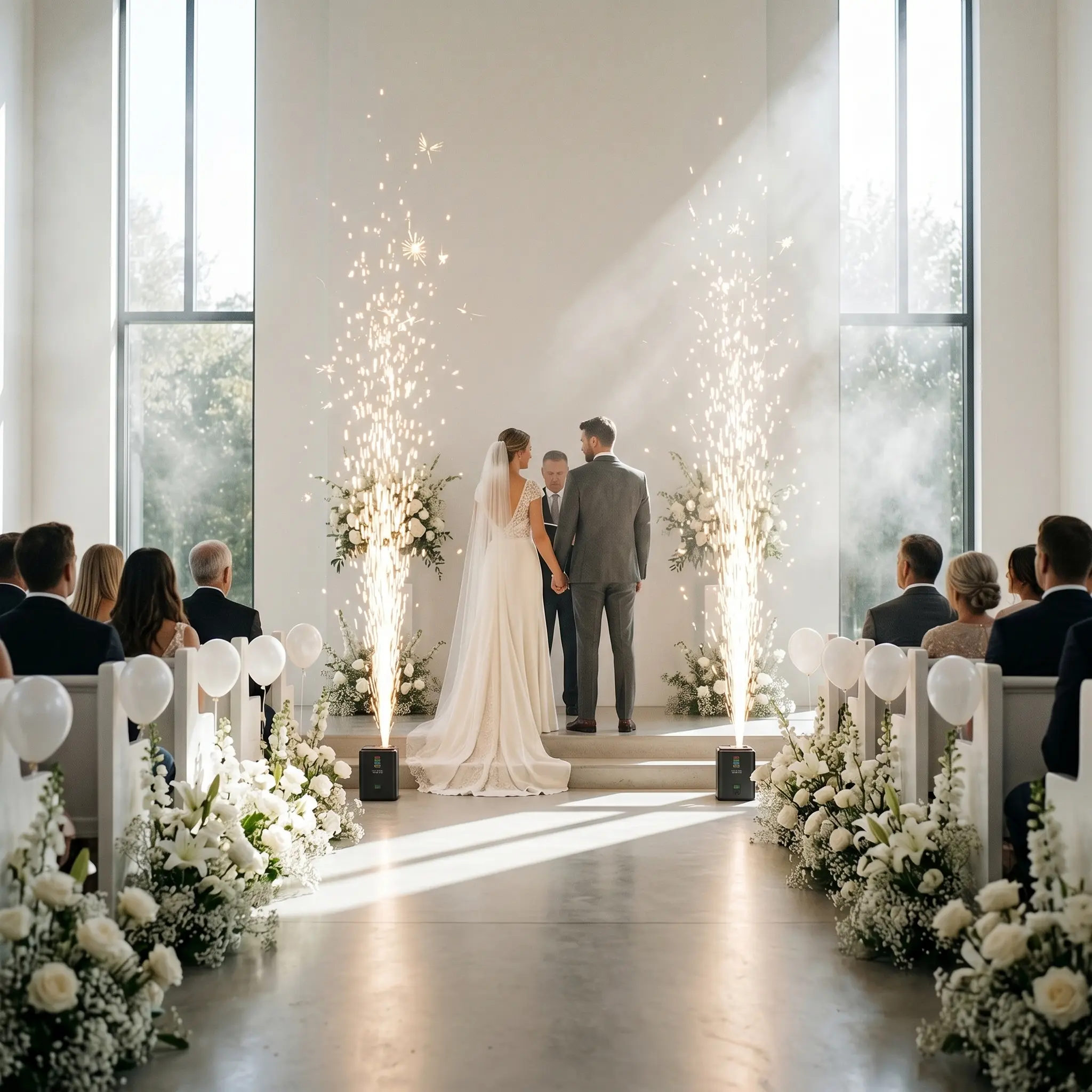 Mini Cold Spark Machine with Remote Control - Safe Indoor-Outdoor Stage Effects Tool, Decoration for Weddings, DJs