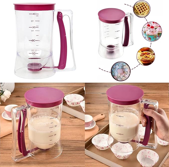 Manual Batter Measuring Dispenser With Handle, Kitchen Accessories Batter Dispenser, Household Kitchen Gadgets For Baking, Utensils Bakeware
