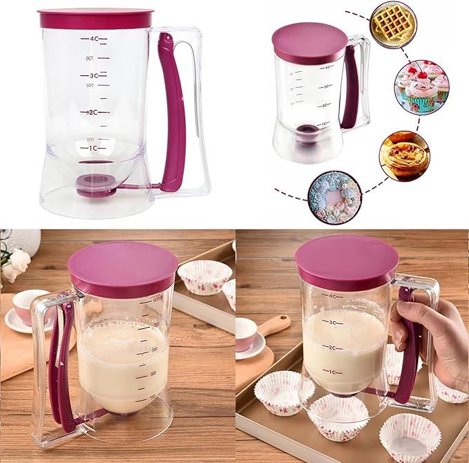 Manual Batter Measuring Dispenser With Handle, Kitchen Accessories Batter Dispenser, Household Kitchen Gadgets For Baking, Utensils Bakeware