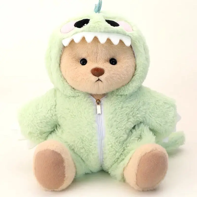 Getahug Dinosaur Teddy Bear | 5 Moveable Joints,Summervibes, Changeable Outfit Teddy Bear Set, Furry Pink and Green Dino Teddy Bear, Soft Stuffed Animal Plush Unique Gift for Dino Lovers Collectors, Cozy vibes Little Gifts for Girls Plushies