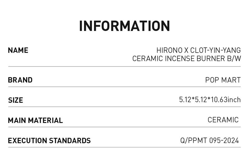 POP MART Hirono × CLOT-Yin-yang Ceramic Incense Burner B/W