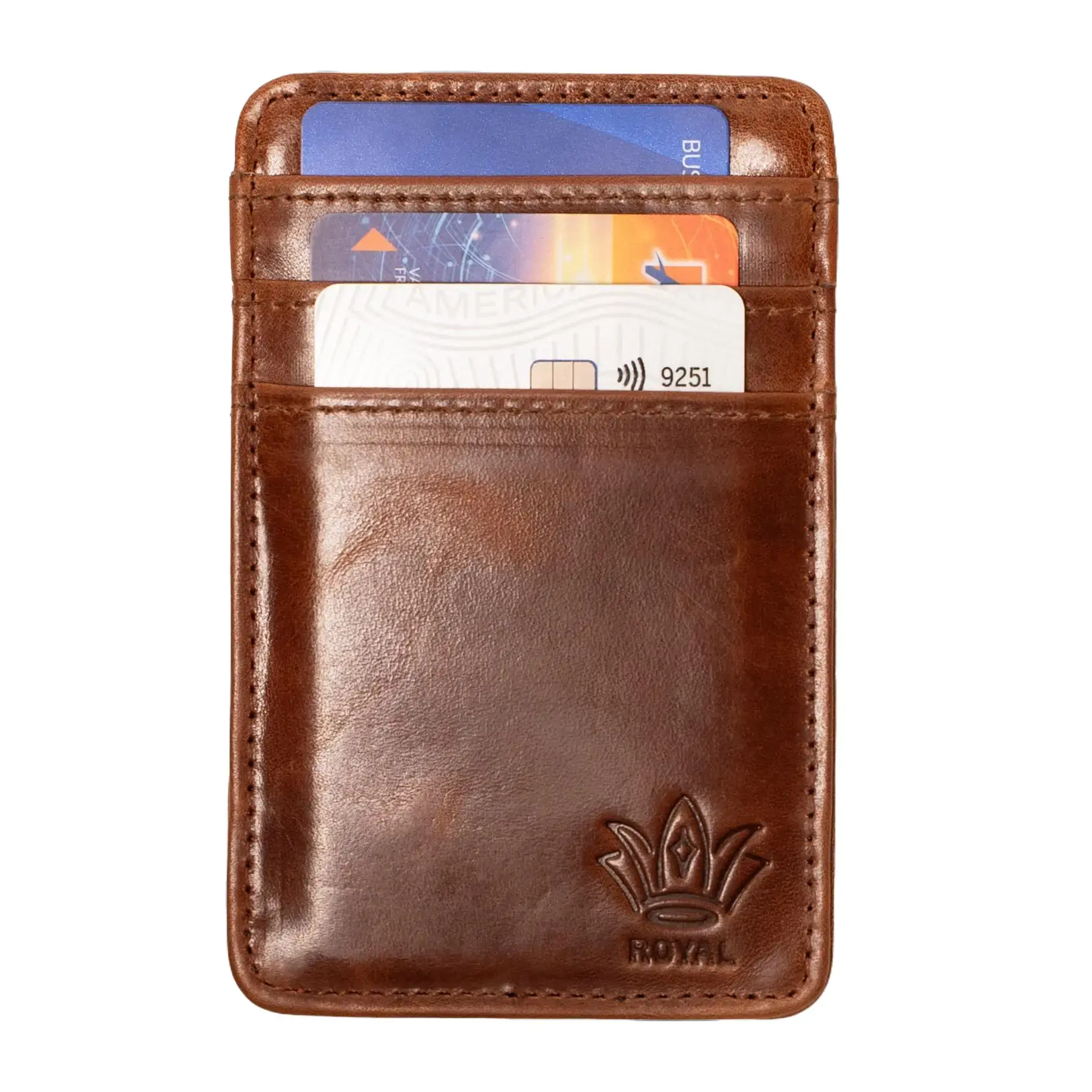 ROYAL Leather Wallet – Durable Machine-Stitched Slim Wallet for Men, Sleek Everyday Card & Cash Holder