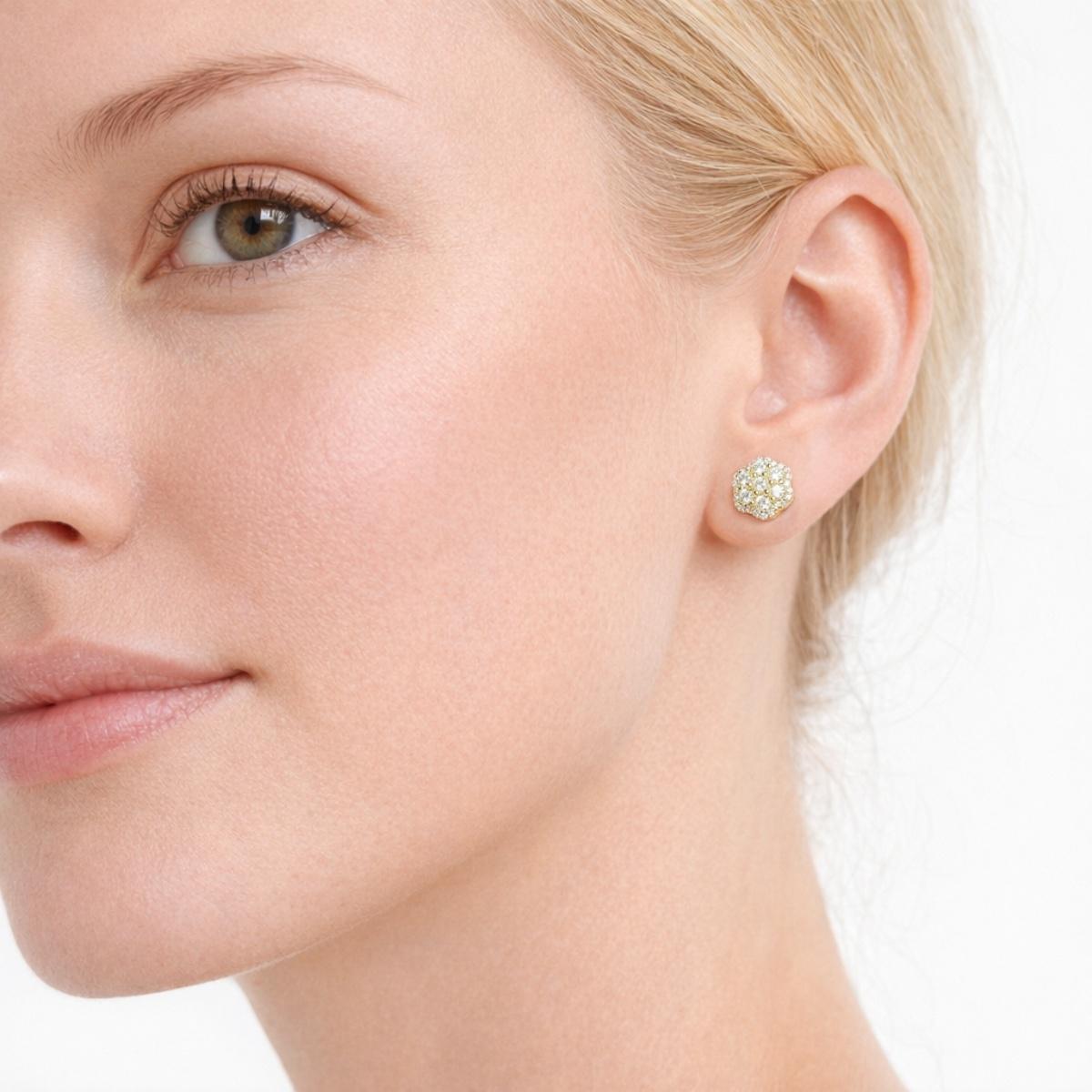 Delzzad Eternal Bloom Stud Earrings Flower Cluster Stud Earrings VVS ...