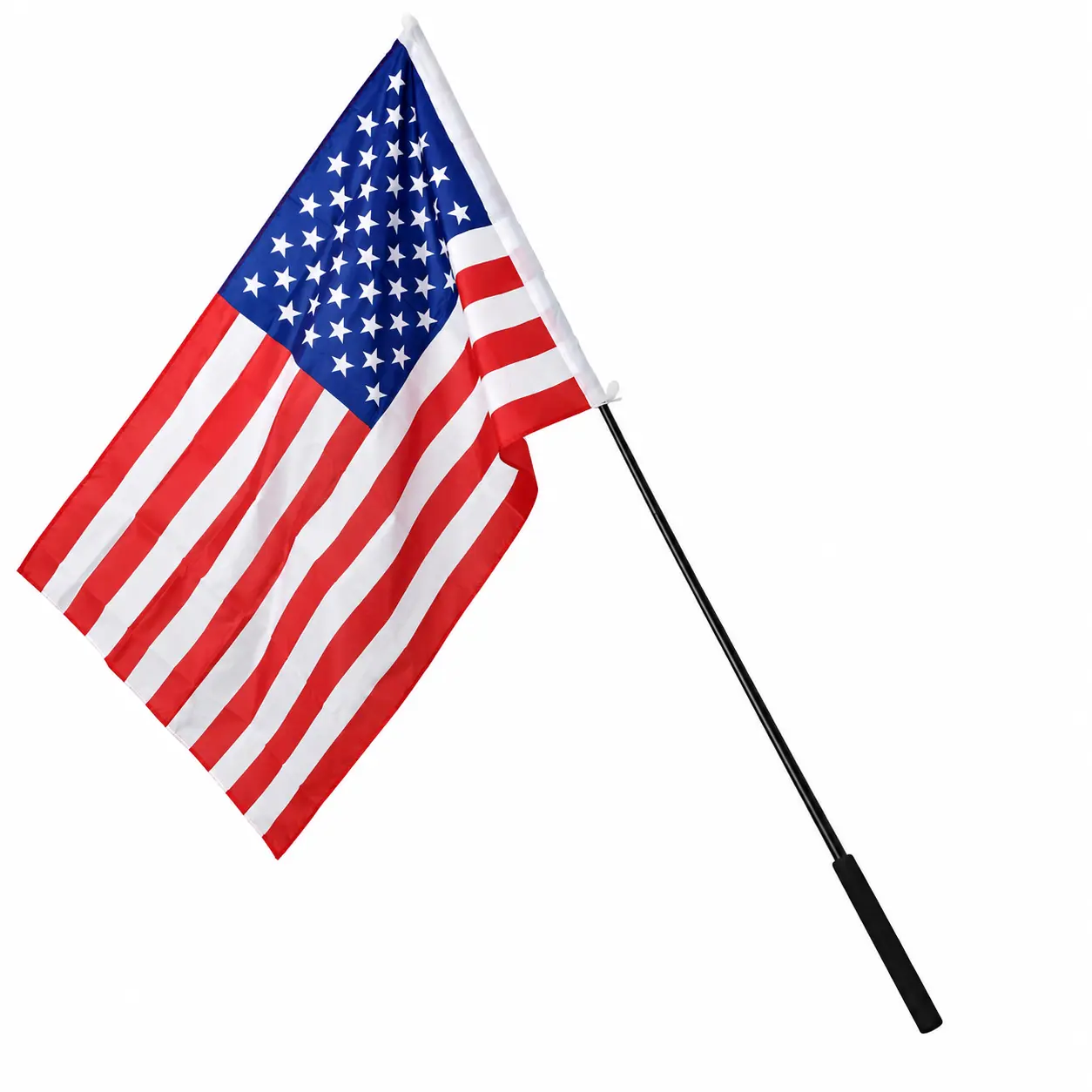 5FT Portable Flag Pole Kit with 3x5 Flag, Adjustable Handheld Flagpole for Outdoor Events, Lightweight White Metal Flag Pole with Anti Slip Foam Grip for Carry Use and Display