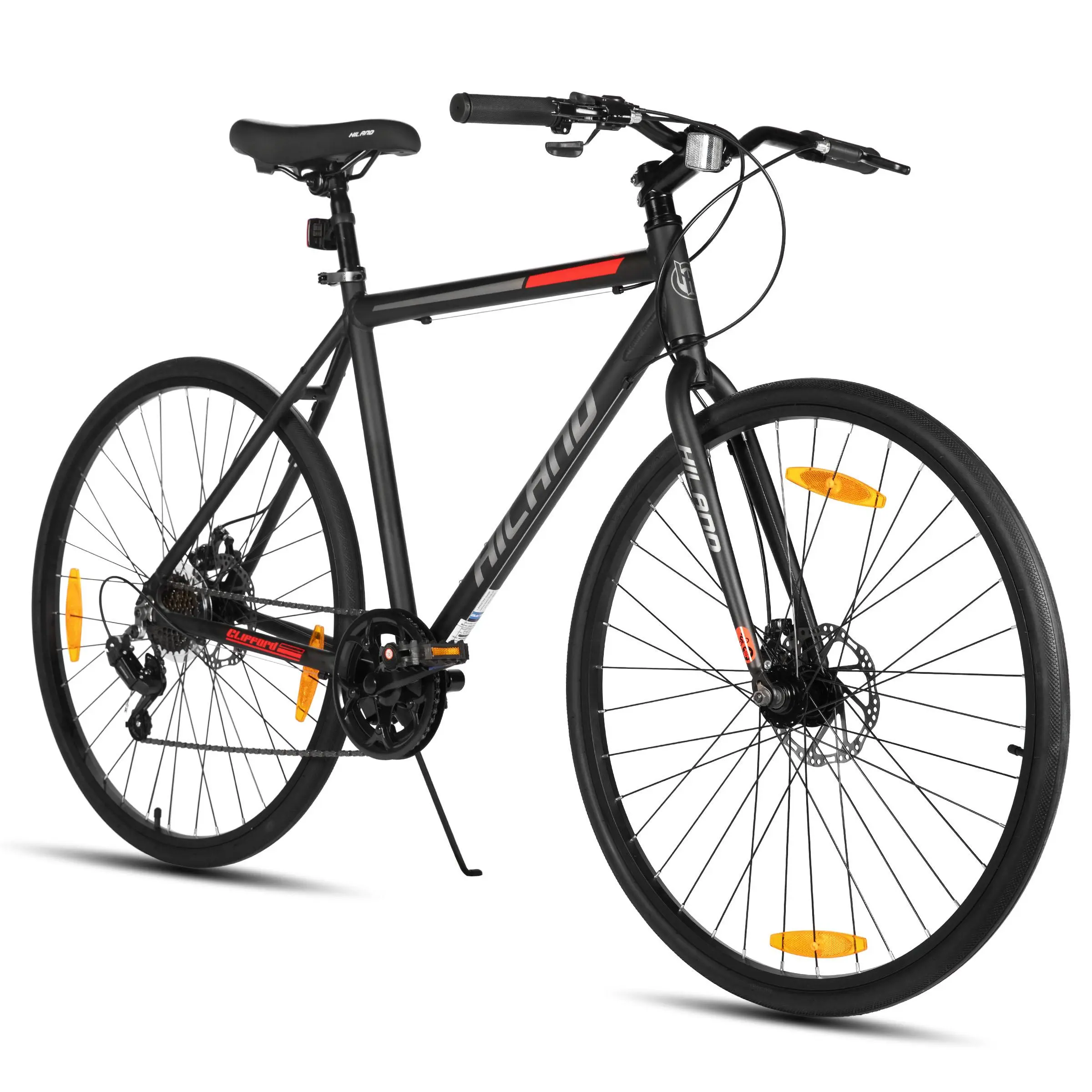 HILAND 700C Hybrid Road Bike - 7 Speed Urban City Commuter Bicycle 