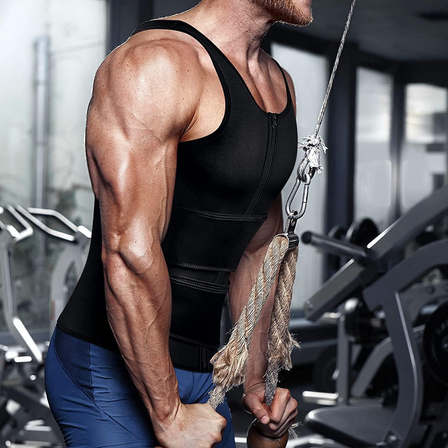 Mens Sauna Vest Waist Trainer - Men Sauna Sweat Suit Compression Tummy Control Double Sweat Belt for Gym Workout Exercise, Shapewear