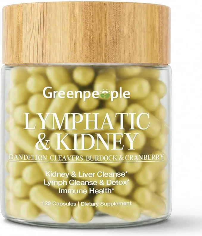 GREENPEOPLE Cleavers & Dandelion Botanical Herbal Supplement - Lymphatic Support, Fluid Balance, Digestive Health, Antioxidant Benefits, Energy Level Balance, Plant-Based, Gluten Free, 120 Capsules (60-Day Supply), Digestive Health Support, Antioxidant Su