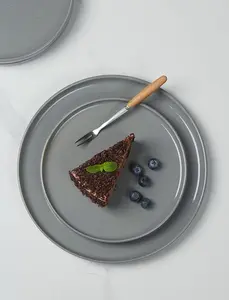 ONE of ONE Dinner Plates for 6, 10 inches Plate Set, Scratch Resistant, Stoneware Dinnerware, Kitchen Modern Rustic Serving Dishes,Gray