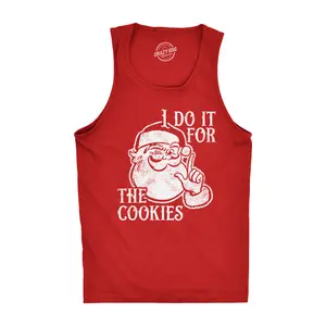 Mens I Do It for The Cookies Fitness Tank Funny Xmas Santa Claus Sweet Treat Lovers Sleeveless Tee for Guys Funny Workout Shirt for Men with Plus Sizes Christmas Tank Top for Men Funny Food Sleeveless Tee Red -