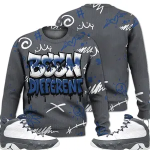 9 Flint Grey Outfits, Retro Flint Grey 9s Sweater, Drip Been Different Streetwear Unisex Sneaker Matching Shirts