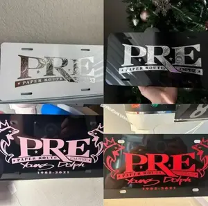 Funny PRE License Plate in Black/White/Pink/Blue Truck Car Tags 100% Aluminum 12" x 6" with 4 Pre-Drilled Holes for Easy Installation
