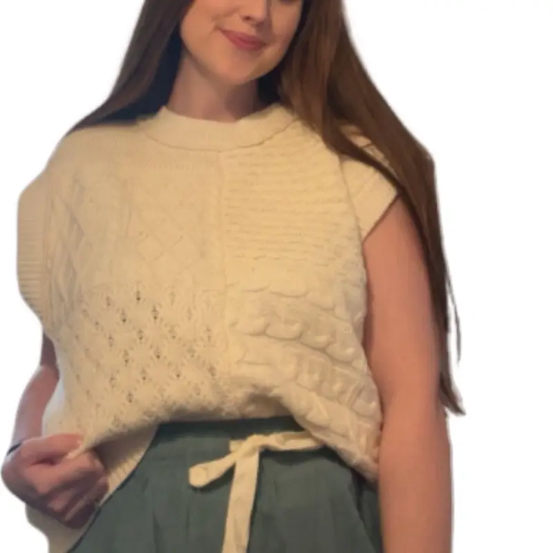 Braided Cable Knit Sleeveless Sweater