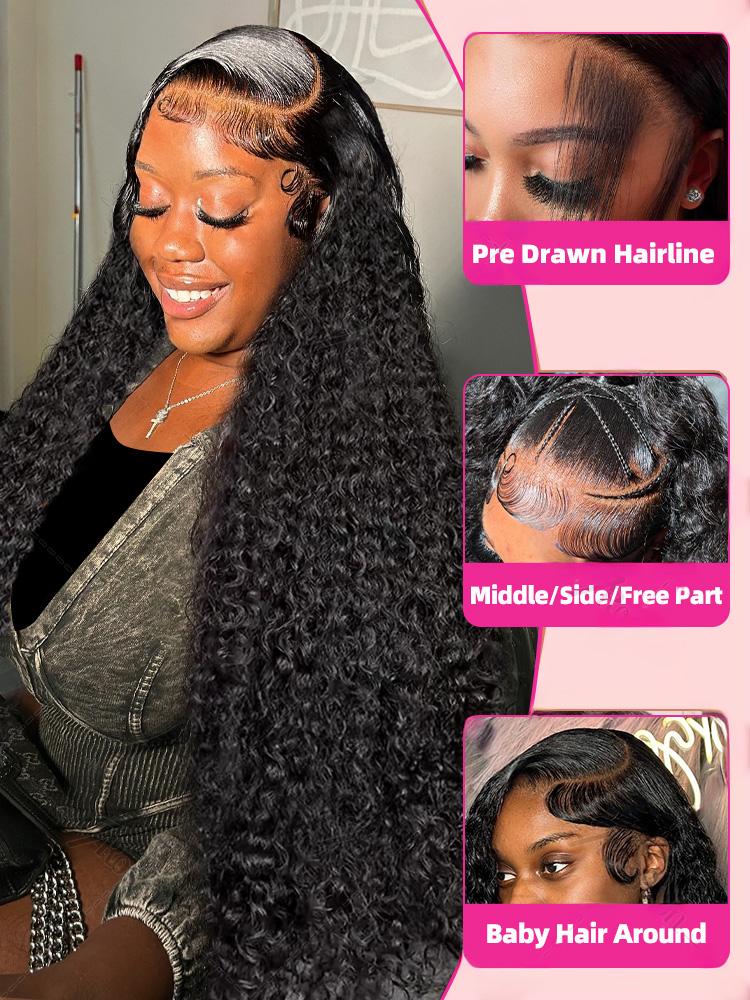 36 38 Inch Deep Wave 13x6 HD Lace Frontal Wig for Women Pre-plucked 180% Density Curly Natural Black Human Hair Wigs 13x4 Lace Frontal Curly Wig Melted Hairline 36 38 Inch Deep Wave 13x6 HD Lace Frontal Wig for Women Pre-plucked 180% Density Curly Natural Black Human Hair Wigs 13x4 Lace Frontal Curly Wig Melted Hairline