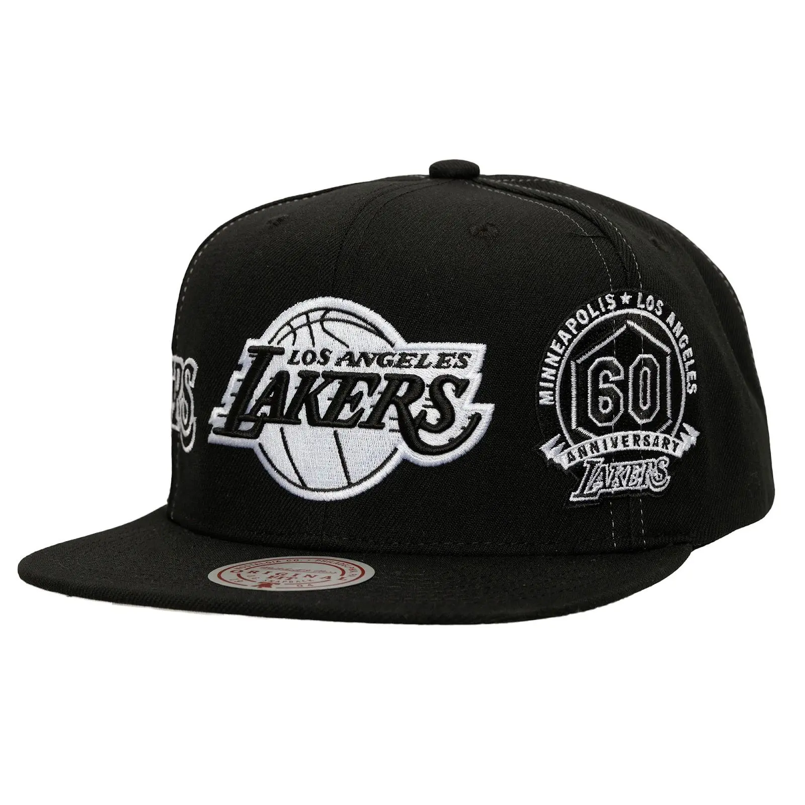 Los Angeles Lakers Black Trifecta Casual Cotton Snapback Hat, Graphic Design with Lakers Logo, Machine Washable