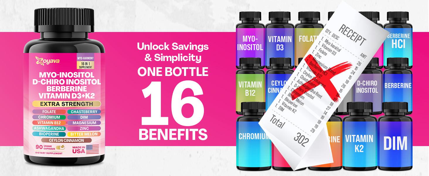 Zoyava Hormones & Cycle Support - Women's All-in-One Supplement - with Myo-Inositol, D-Chiro Inositol & 13+ Extra Strength Ingredients - 90 Vegan Capsules - MADE IN USA Zoyava Hormones & Cycle Support - Women's All-in-One Supplement - with Myo-Inositol, D-Chiro Inositol & 13+ Extra Strength Ingredients - 90 Vegan Capsules - MADE IN USA