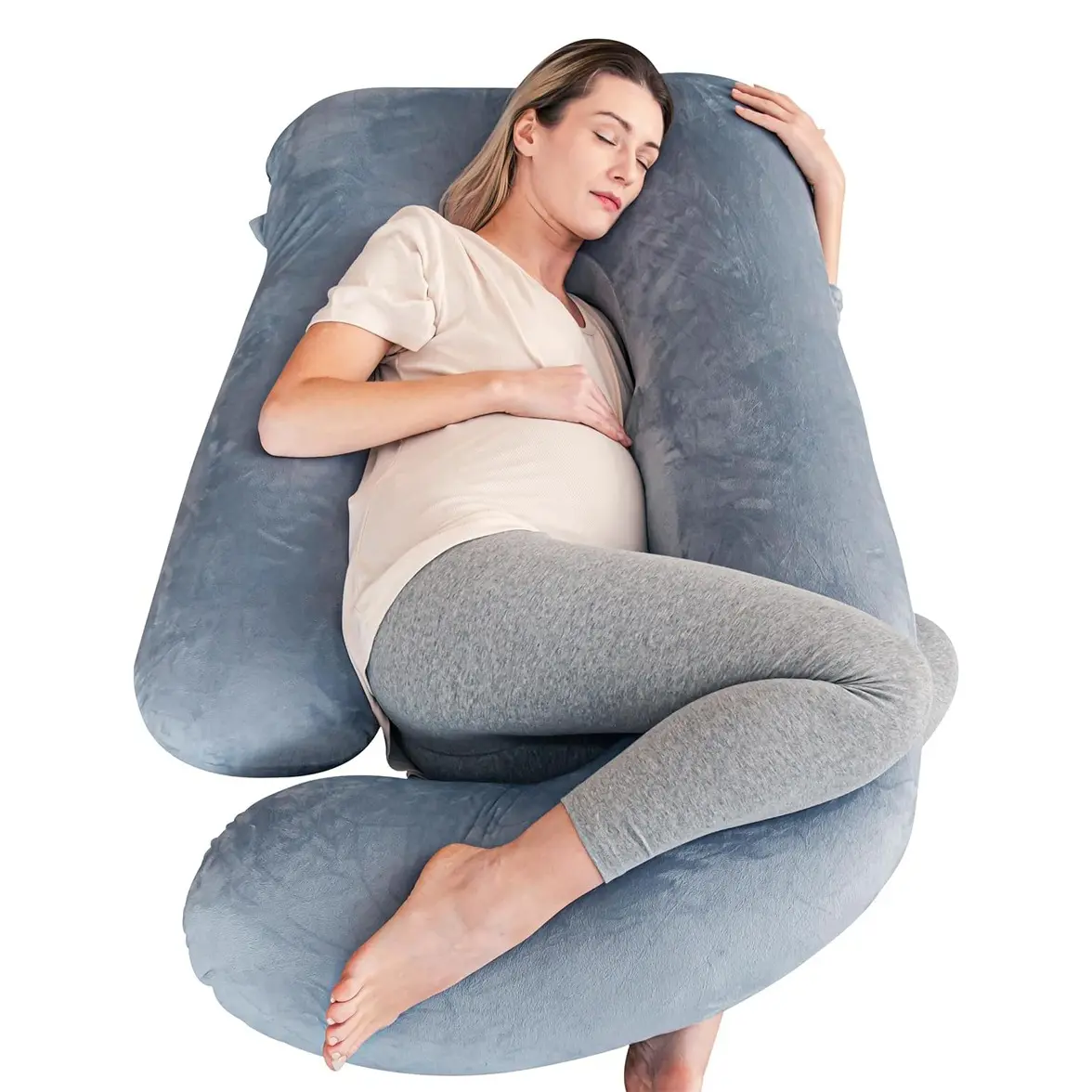 U-Shape Maternity Pillow for Pregnancy, Soft Full Body Support Pillow with Washable Cover – Jumbo 57 Inch Grey Pregnancy Must Have for Comfortable Sleeping