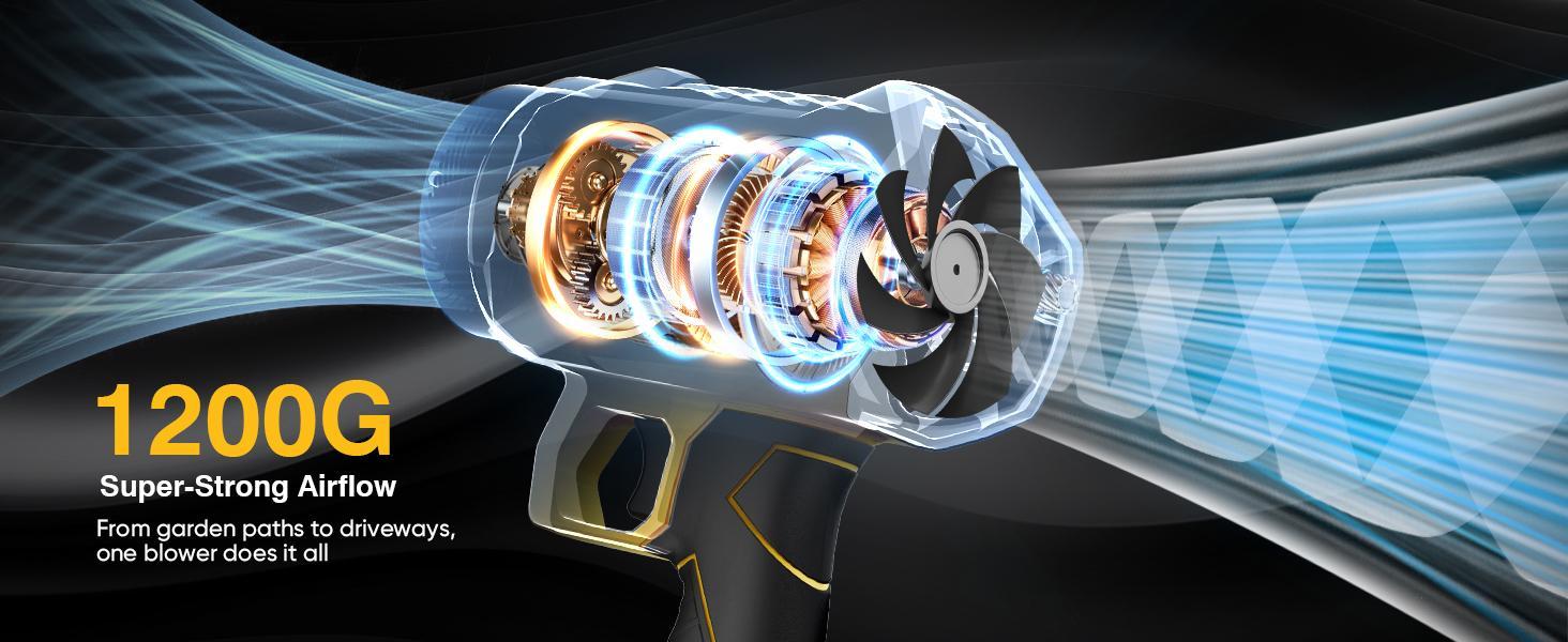 GEVEELIFE Turbo Jet Blower 200W Cordless Leaf Blower | 3 Nozzles + 2 Batteries | Super Powerful Airflow for Home & Garden/New year Gift
