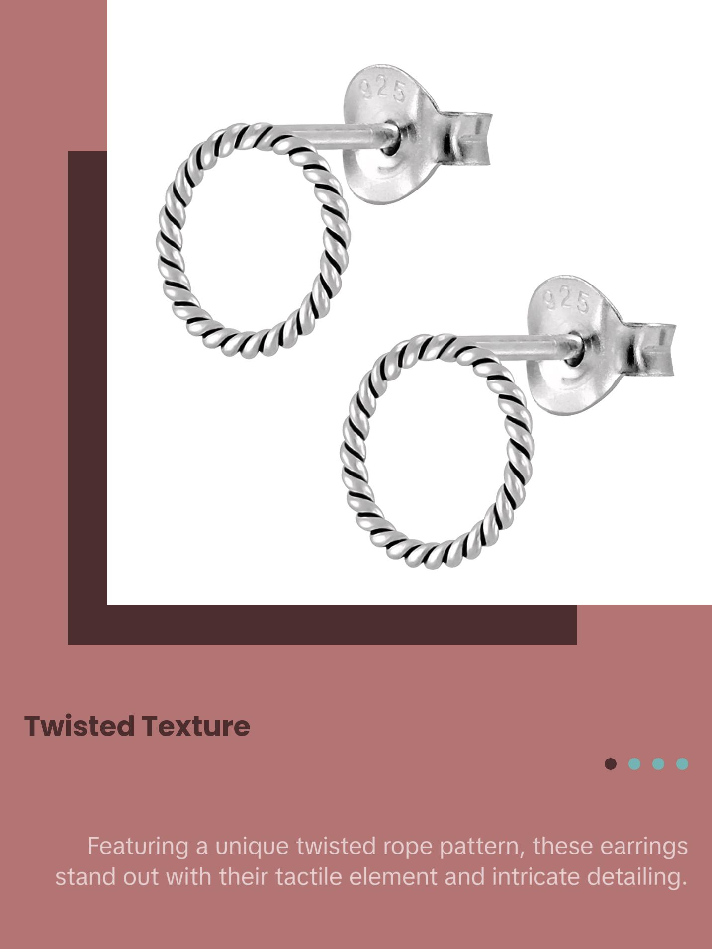 Braided Rope Open Circle Stud Earrings