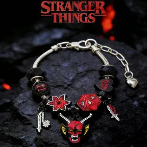 Stranger Things Season 5 Light Bulb Letter Heart Piranha Bicycle Cartoon Alloy Bracelet