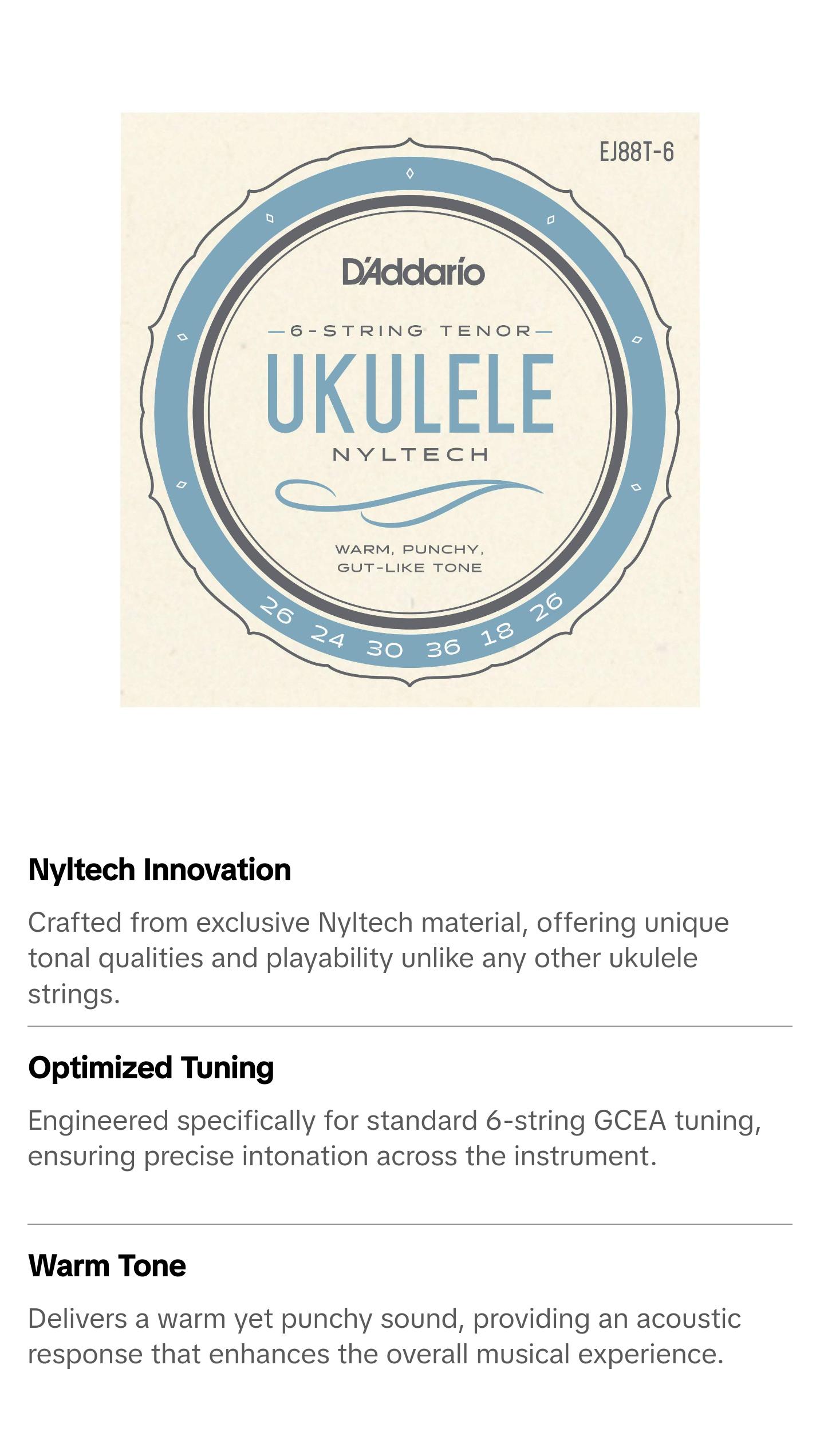 D'Addario Set Tenor Nyltech 6-String Ukulele