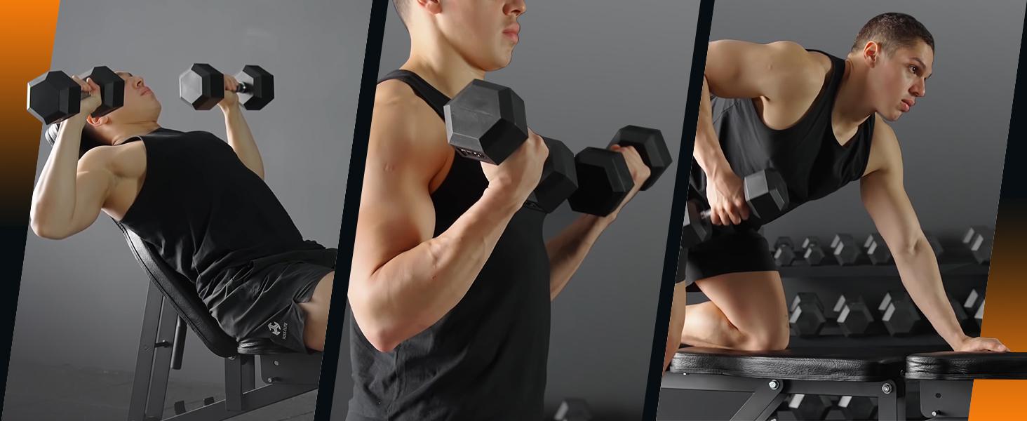 MIKOLO Dumbbell Set with Rack, Rubber Hex Dumbbells with Chrome Handles, Multiple Weight Options 450/550LB for Home Gym Strength Training