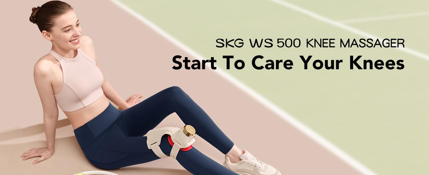SKG Knee Massager with Heat for Pain Relief with Vibration for Joint Comfort, Cordless Heated Knee Brace with 5 Massage Modes and 3 Heating Levels, Gifts for Women Men, Parents, Friends, WS500