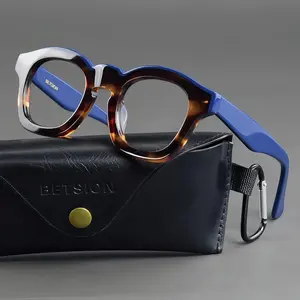 BETSION Tortoise Classic Square Eyeglasses Frames Acetate Thickness Tortoiseshell Design for Men Women Reading Glasses Unisex Comfort Style