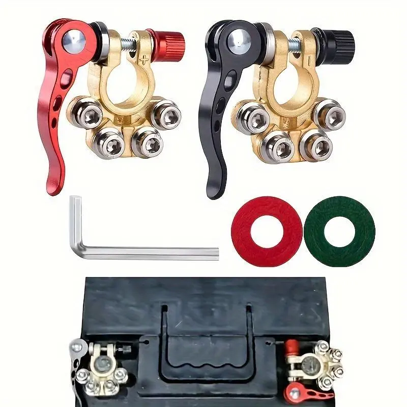1pair Automotive brass power knob switch battery stake terminal clamp adapter leakproof Automotive Accessories Car Accessories
